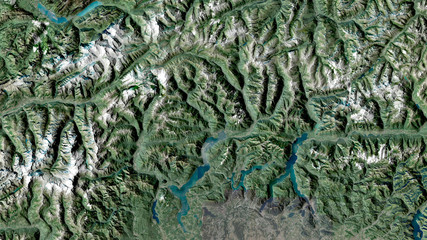 Ticino, Switzerland - outlined. Satellite