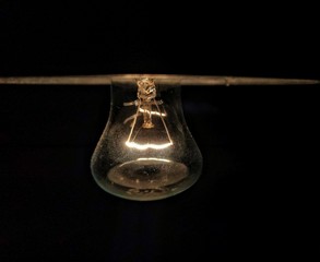 light bulb on black background