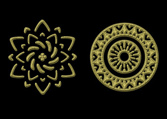 ethnic golden 3d embroidery pattern