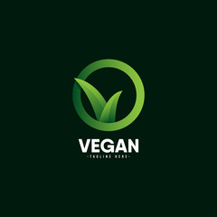 Vegan Logo Icon Vector Template Design Illustration