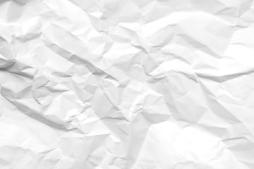 White crumpled paper texture background. Clean white paper. Top view.	