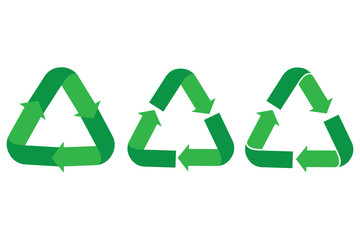 Obraz premium Recycling logo in the form of triangles. Reuse Icon. Green emblem of environmental recycling. Stock template.
