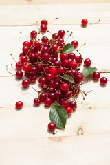 cherry berries on wooden background