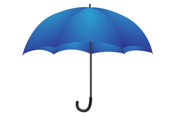 Blue rain umbrella isolated vector. Illustration of an open rain parasol. Stock template.