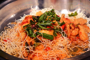 crisp fried noodles with Snappers fish