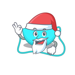 cartoon character of sling bag Santa having cute ok finger