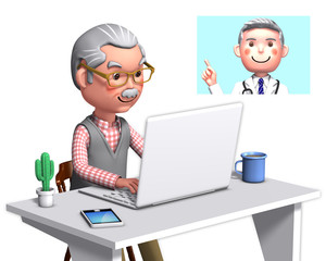 Illustration of a person who has been examined online by 3d rendering_4_2