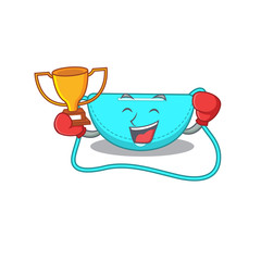 An elegant boxing winner of sling bag caricature design concept