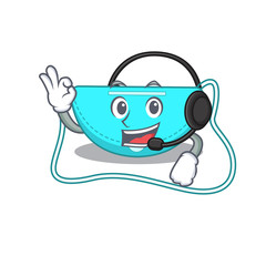 A stunning sling bag mascot character concept wearing headphone