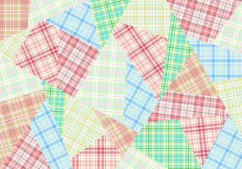 タータンチェックのパッチワーク背景　クレイジーキルト