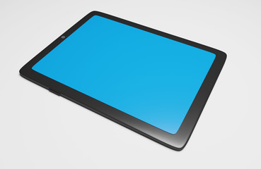 Close up tablet device on a white scene 3d render technology wallpaper background