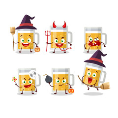 Halloween expression emoticons with cartoon character of mug of beer