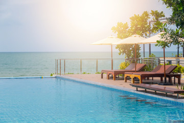 View from the swimming pool of the hotel.