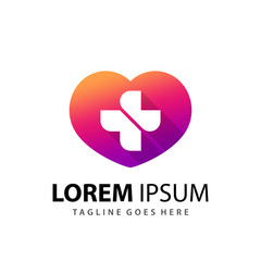 Abstract Love Care Medical Logo Design Template Premium Vector