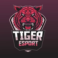 Illustration Vector Graphic of Red Tiger. Perfect for gamer/streamer, t-shirt design, merchandise, apparel, etc