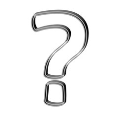 3D CARTOON STYLE MARK MADE OF DOUBLE SILVER METAL OUTLINES : ? QUESTION MARK