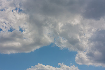 Beautiful white clouds in the spring sky of Krasnodar.