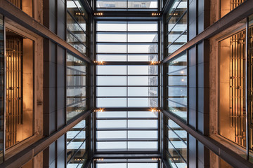 Interior view of modern architecture. Building abstract background