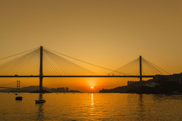 Fototapeta na wymiar bridge in Hong Kong city under sunset