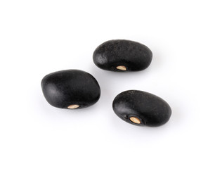 Black beans isolated on white background.