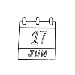 calendar hand drawn in doodle style. June 17. World Day to Combat Desertification and Drought, date. icon, sticker, element