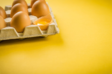 Beautiful fresh brown chicken eggs.