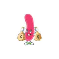 A humble rich fusobacteria caricature character design with money bags