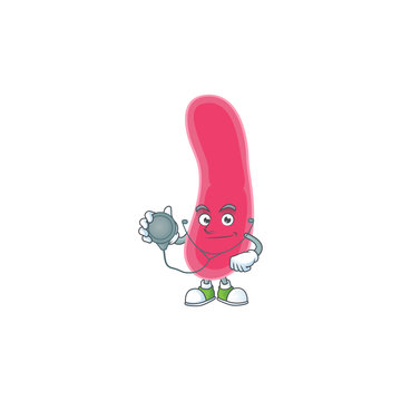 Cartoon character of fusobacteria dedicated Doctor Work with stethoscope