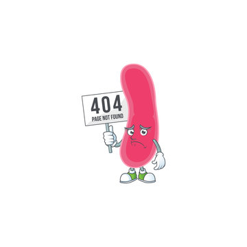 gloomy face of fusobacteria cartoon character with 404 boards
