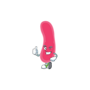 Caricature picture of fusobacteria with Thumbs up finger