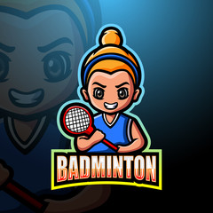 Badminton mascot esport logo design