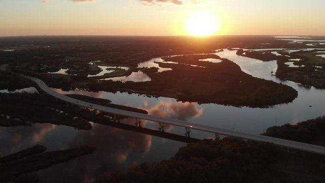 Fort Hamer Bridge, Bradenton, Florida on a gorgeous  Manatee County sunset twilight