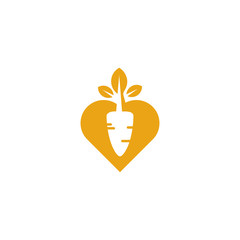 Vegan food icon logotype, Carrot symbol design vector illustration