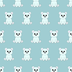 Cute cartoon polar bear. Vector illustration for children. Seamless pattern.