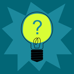 Question mark in a light bulb vector. concept of brainstorning,questions and idea