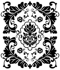 Elegant floral retro antique decorative design motif shap element with classic ornament on a white background. Vintage style