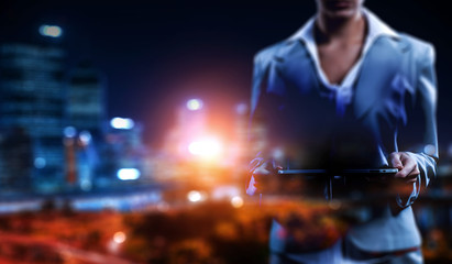 Global technologies concept . Mixed media