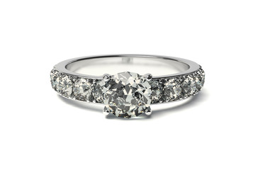 Diamond Ring, 3D, Jewelry, Gemstone, isolated on White