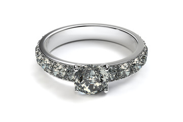 Diamond Ring, 3D, Jewelry, Gemstone, isolated on White