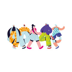 Urban women and men cartoons with casual cloth vector design