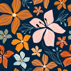 Materiał do szycia Abstract floral seamless pattern with decorative cut out shapes, trendy design