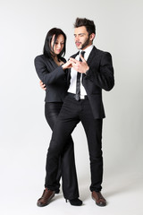 Fashion man and woman. The concept for a store of men's and women's clothing