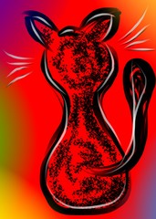 Black cat silhouette on an abstract background - Lilleaker 
