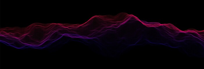 Abstract wave background. Music or sound illustration. Big data technology. Artificial intelligence concept. Network visualisation.