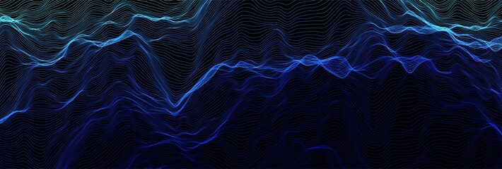 Abstract wave background. Music or sound illustration. Big data technology. Artificial intelligence concept. Network visualisation.