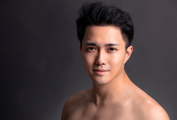 Closeup  of attractive young asian man face