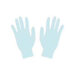 Medical gloves, hand drawn illustration. Medical protective blue gloves on white background, hygiene supplies.