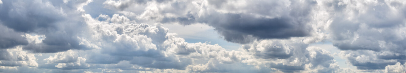 panorama of many white clouds in sky