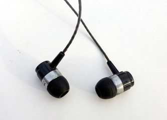 a black color head phone isolated on white background