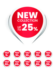 Set of High Quality Realistic Red Labels on White Background . Isolated Vector Elements